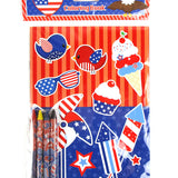 Patriotic 4th of July Coloring Books with Crayons – Set of 6 or 12