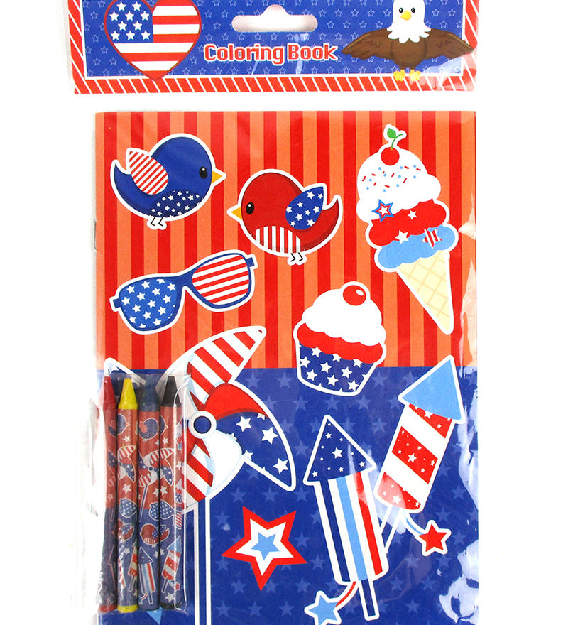 Patriotic 4th of July Coloring Books with Crayons