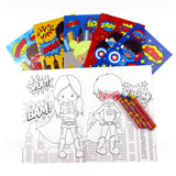 Superhero Coloring Books with Crayons – Set of 6 or 12