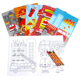 Fire Trucks Coloring Books with Crayons – Set of 6 or 12