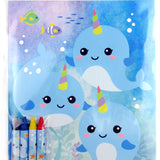 Narwhal Coloring Books with Crayons – Set of 6 or 12