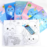 Narwhal Coloring Books with Crayons – Set of 6 or 12