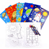 Outer Space Coloring Books with Crayons – Set of 6 or 12