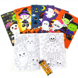 Halloween Coloring Books with Crayons  – Set of 6 or 12