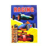 Race Car Coloring Books with Crayons – Set of 6 or 12