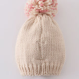 Rainbow hand embroidered pom pom beanie hat