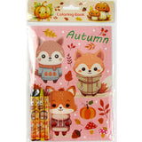 Cozy Autumn Animals Coloring Books with Crayons - Set of 6 or 12