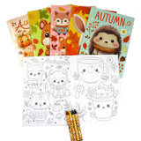Cozy Autumn Animals Coloring Books with Crayons - Set of 6 or 12