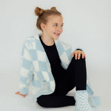 Light Blue Checker Cozy Socks