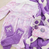 Lilac/Coconut Bow Cozy Socks