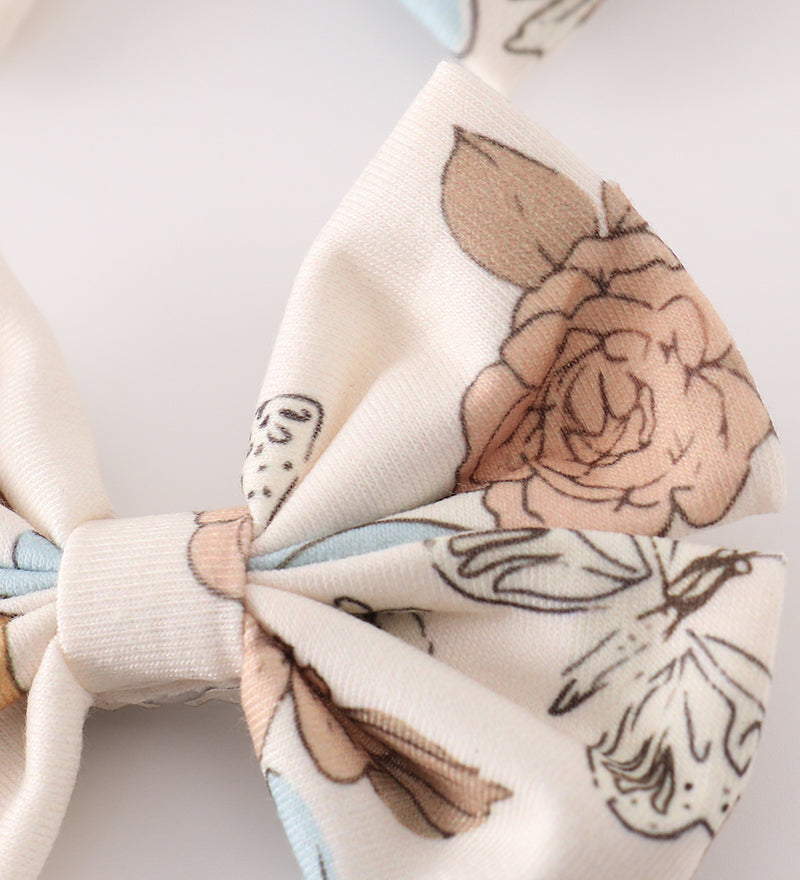 Floral print 2pc hair bow