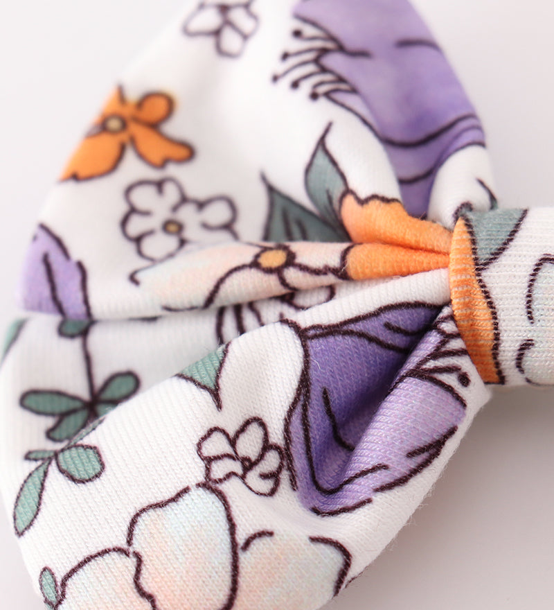 Coral floral print 2pcs piggie hair bow