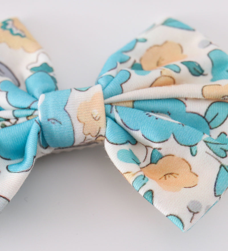 Blue aqua meadow girl piggie hair bow