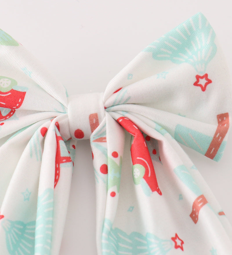 Christmas tree car print hair sailor bow