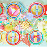 Rainbow Ric Rac Assorted Dinner Plates (10 ct, 5 colors)