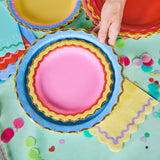 Rainbow Ric Rac Assorted Dinner Plates (10 ct, 5 colors)