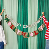 Holly Jolly Gold Fringe Banner