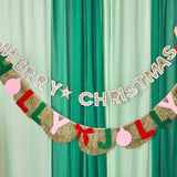 Holly Jolly Gold Fringe Banner