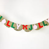 Holly Jolly Gold Fringe Banner