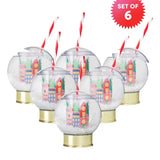 Holiday Village Snow Globe Sipper (Christmas Cup - set of 1, 6, or 12)