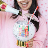 Holiday Village Snow Globe Sipper (Christmas Cup - set of 1, 6, or 12)