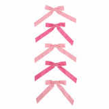 Pink Velvet Clip-On Bow Set (5 count)