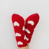 Red/Coconut Heart Cozy Socks