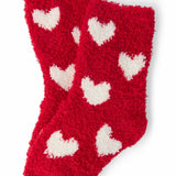 Red/Coconut Heart Cozy Socks