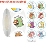 50/100/500pcs Cartoon Dinosaur Thank You Stickers