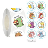 50/100/500pcs Cartoon Dinosaur Thank You Stickers