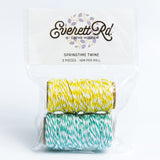 Yellow and Teal Striped Twine