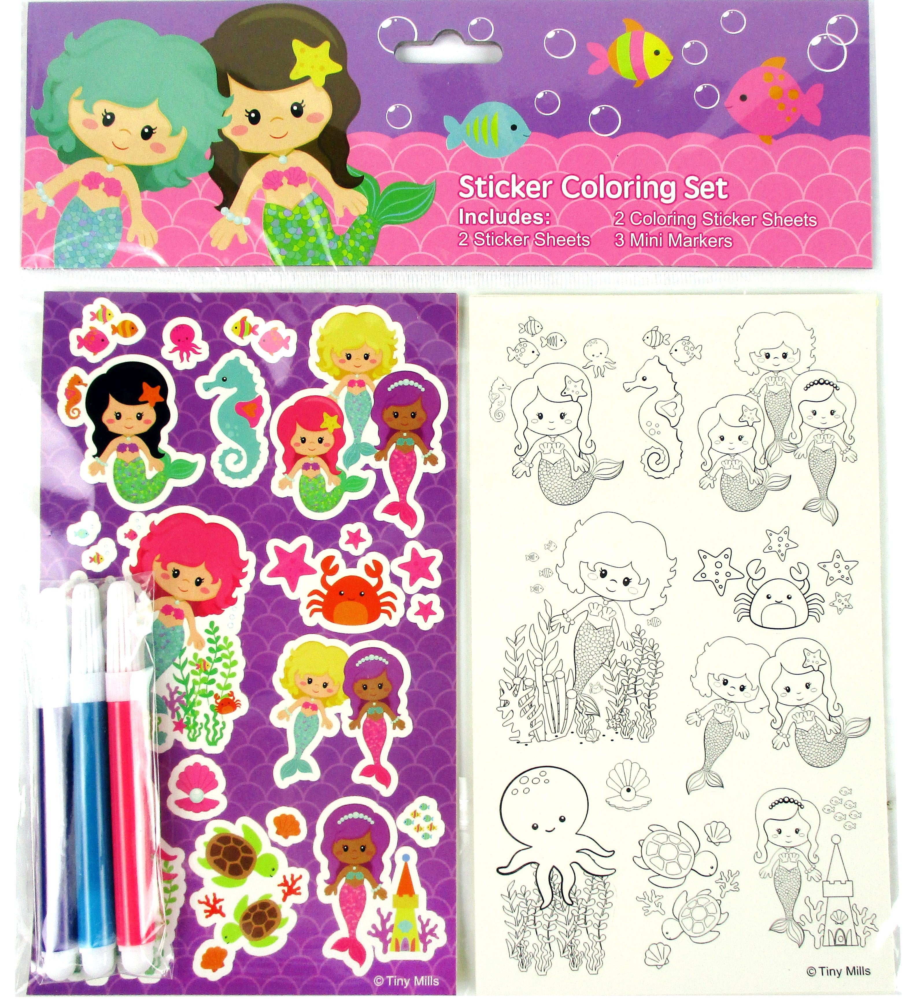 Mermaids Color-in Sticker Set with Markers