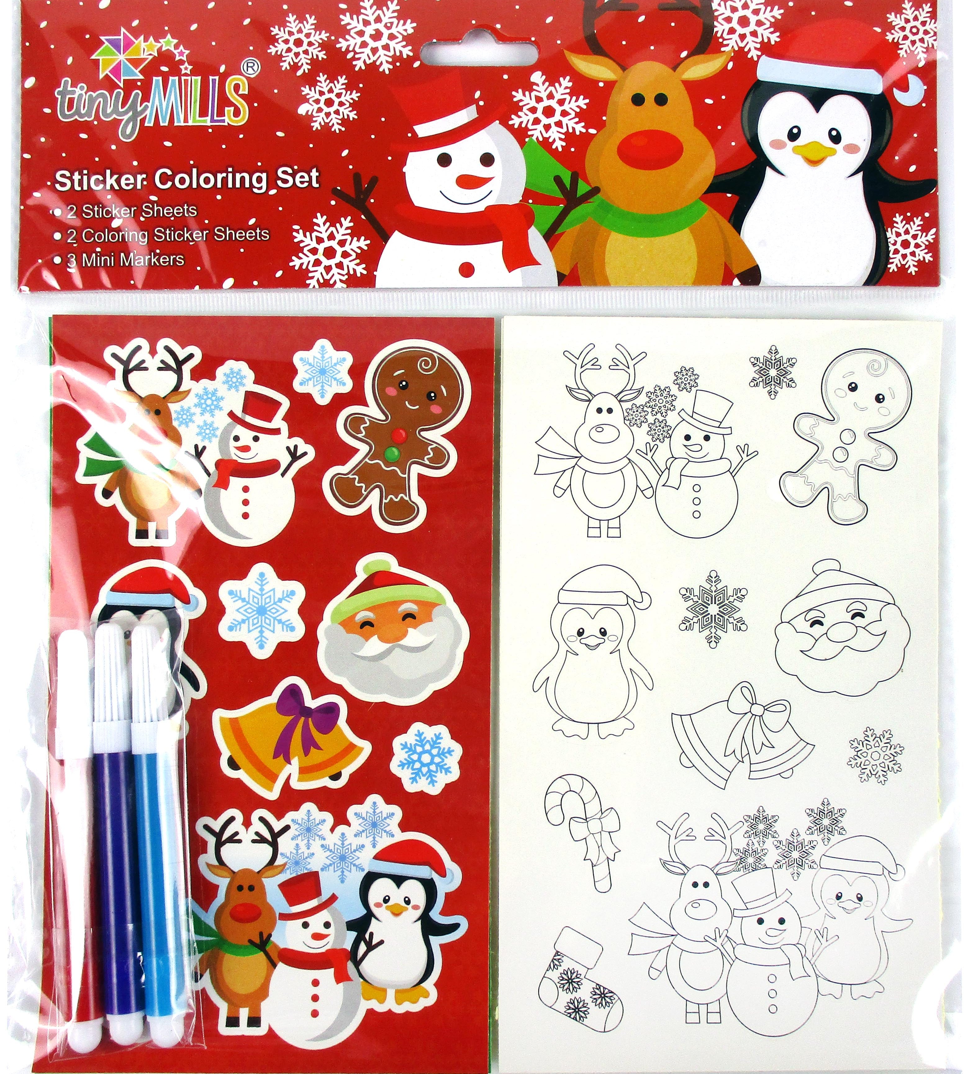 Christmas Holidays Color-in Sticker Set with Markers