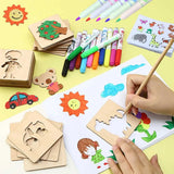 Wooden Drawing Stencils for Kids | Montessori Learning Toy Set