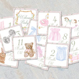 Elegant Watercolor Baby Girl Milestone Cards