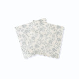 Baby Blue Floral Toile Scalloped Cocktail Napkins, 12pcs