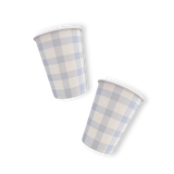 Baby Blue Gingham Paper Party Cups, 9 oz (12 Pack)
