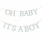 Baby Shower Banner Set – Light Blue & Gold Foil