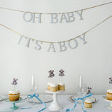 Baby Shower Banner Set – Light Blue & Gold Foil