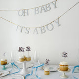 Baby Shower Banner Set – Light Blue & Gold Foil
