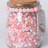 Sparkle Pink Letter Bead DIY Jewelry Jar
