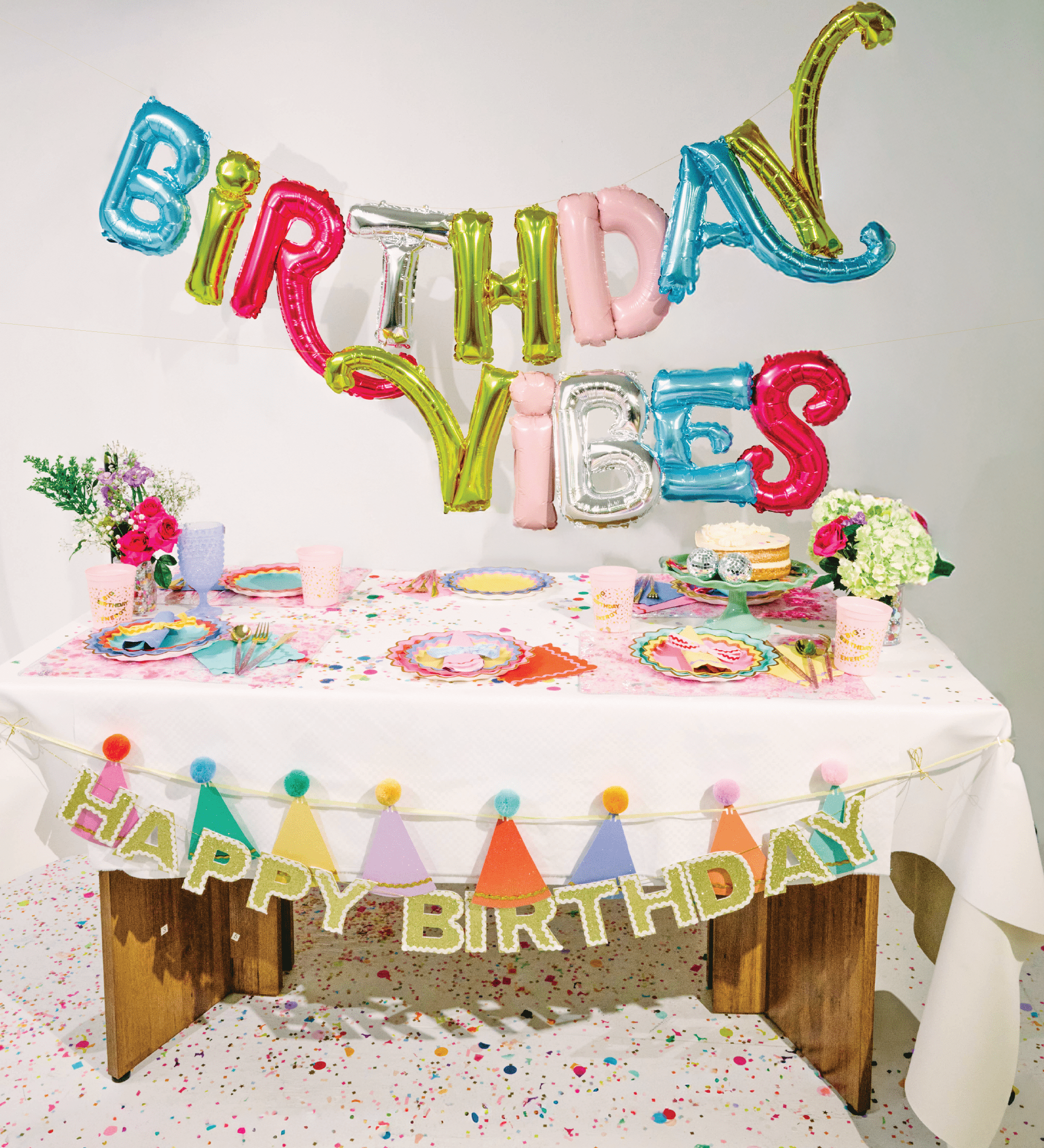 Birthday Vibes Multicolor Balloon Banner