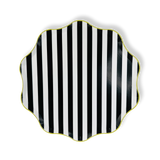 Black & White Striped Paper Party Plate (12pcs)