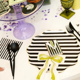 Black & White Striped Paper Party Plate (12pcs)