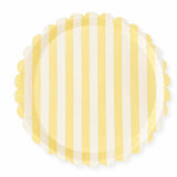 Butter Yellow & Cream Stripe 10.5" Scalloped Plate, 12pcs