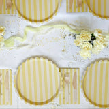 Butter Yellow Striped Floral Guest Napkins, 24pcs