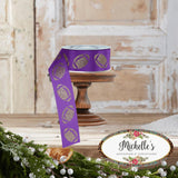 1.5" Glitter Football Ribbon: Purple/Gold (100 Feet)