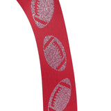 1.5" Glitter Football Ribbon: Red/Silver (100 Feet)