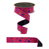 1.5 in Glitter Polka Dot Fused Ribbon: Hot Pink (10 Yards)