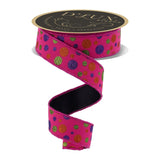 1.5 in Glitter Polka Dot Fused Ribbon: Hot Pink (10 Yards)